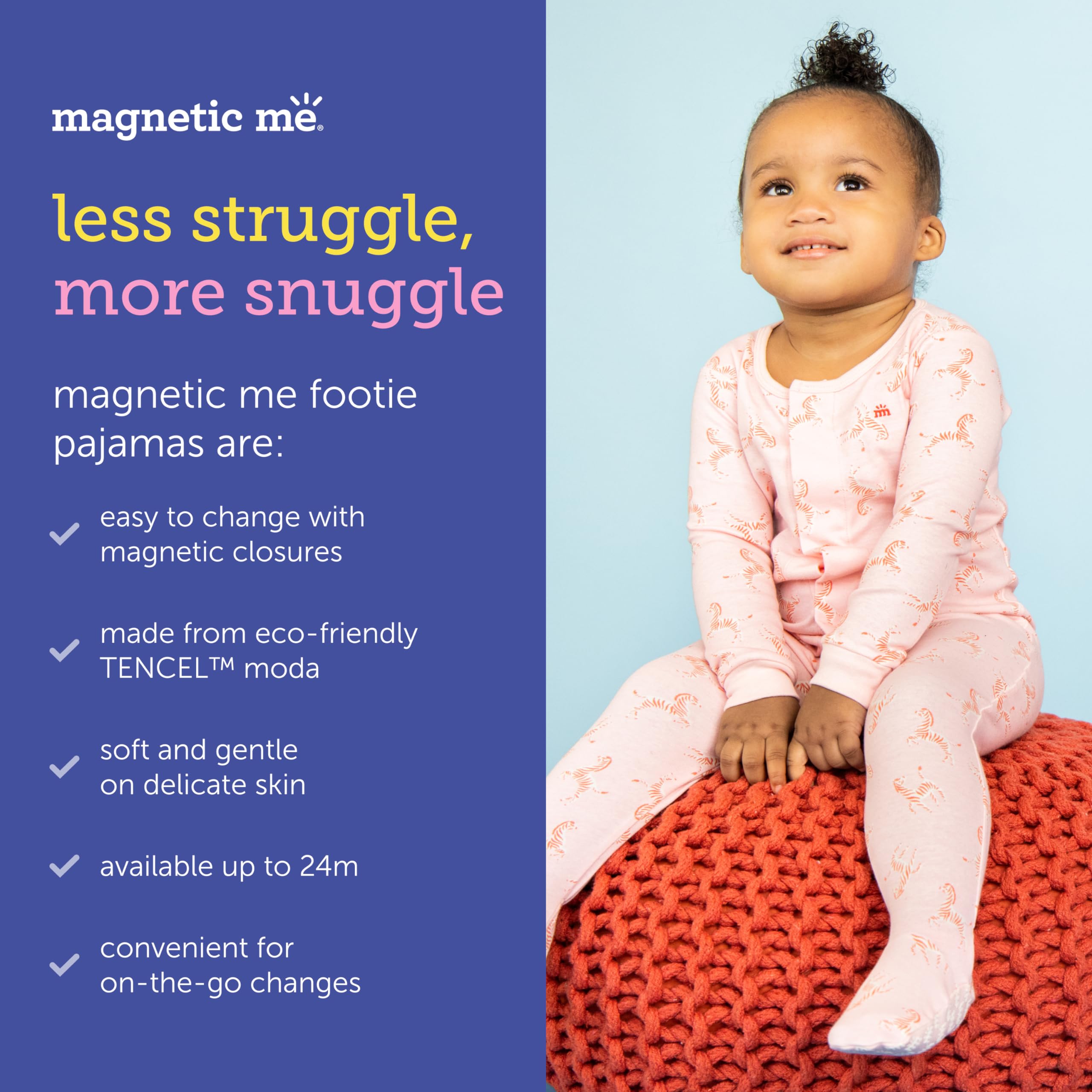 Magnetic Me Footie Pajamas Soft Modal Baby Sleepwear with Quick Magnetic Fastener | Boys and Girls Sleeper Preemie-24 Months - Image 5